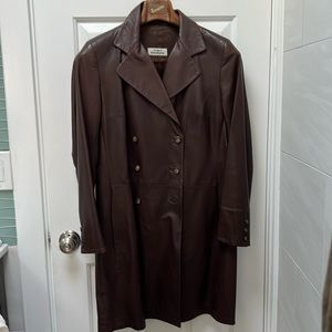 Italian pea coat - vintage Pellari Couture knee length leather coat